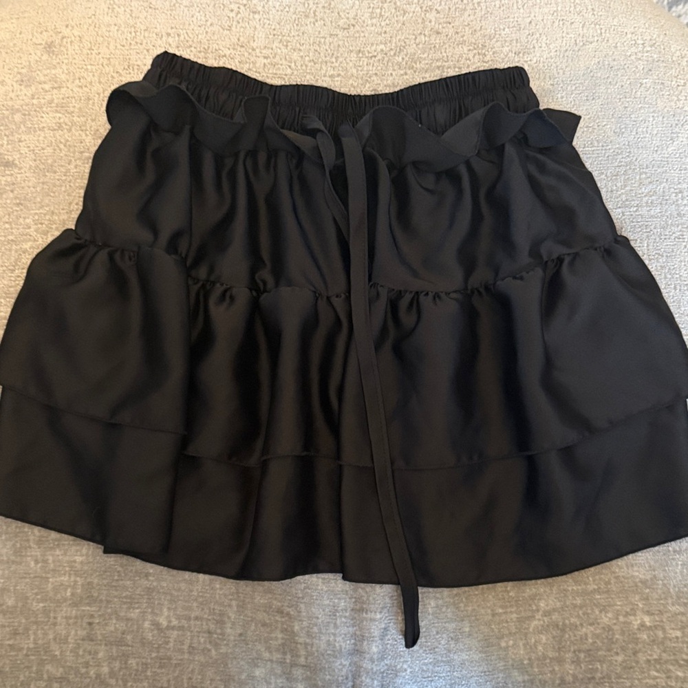 Black Tiered Ruffle Mini Skirt